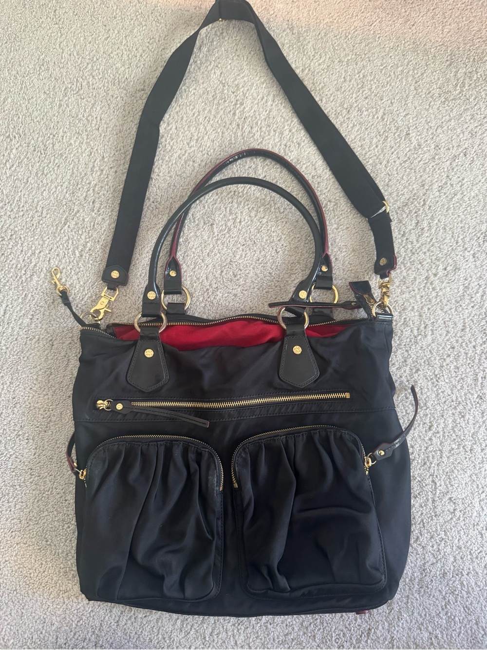 MZ Wallace Belle Tote Women’s Shoulder Bag in Black with Gold Hardware